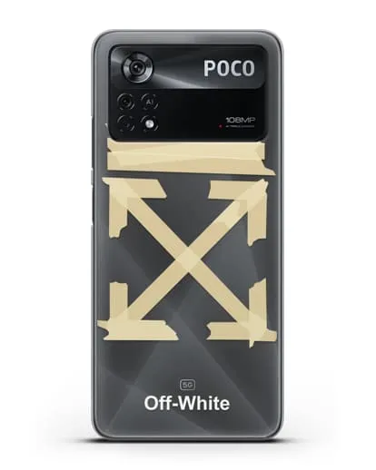 Чехол Off White Tape Arrows силиконовый для Xiaomi Poco X4 Pro