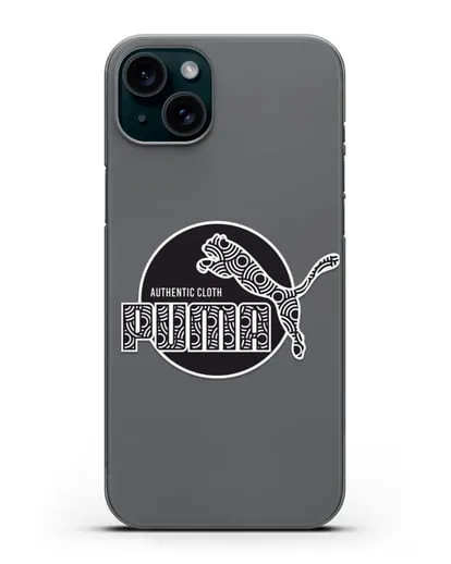 Чехол с паттерном Puma силиконовый для iPhone 15 Plus
