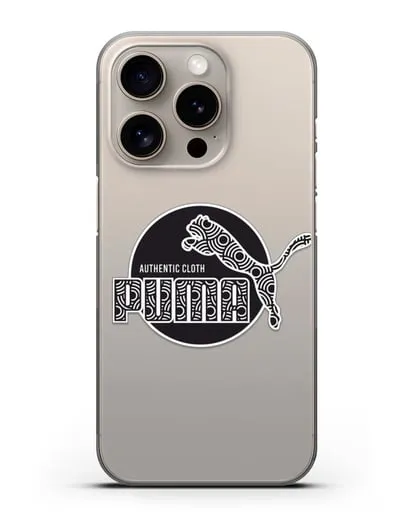 Чехол с паттерном Puma силиконовый для iPhone 15 Pro