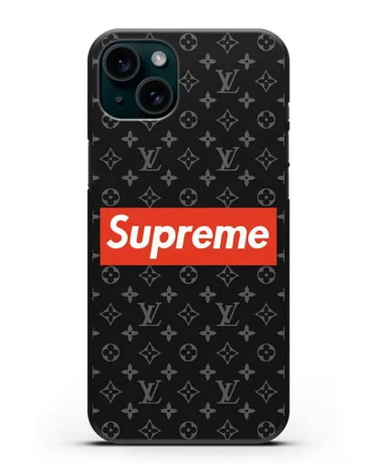 Чехол с логотипом Supreme силиконовый для iPhone 15 Plus