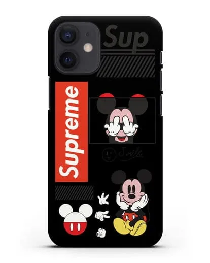 Чехол Supreme Mickey Mouse силиконовый для iPhone 12 mini