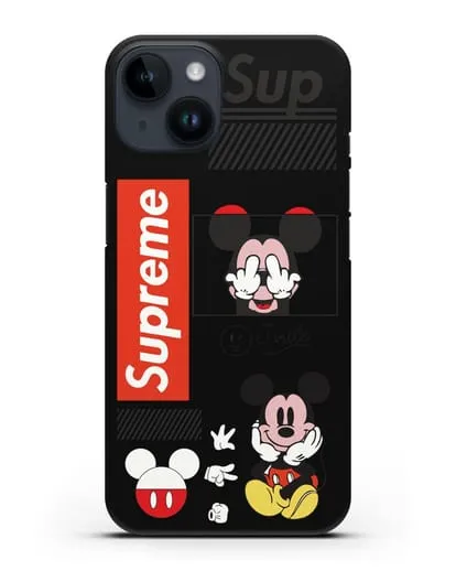 Чехол Supreme Mickey Mouse силиконовый для iPhone 14