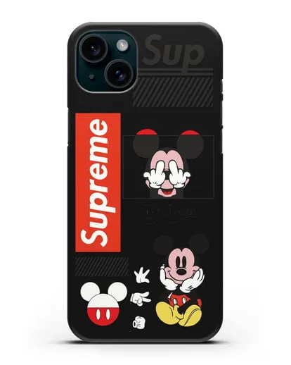 Чехол Supreme Mickey Mouse силиконовый для iPhone 15 Plus