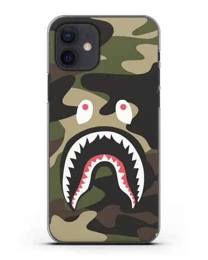 Чехол с рисунком Kaws акула зеленая силиконовый для iPhone 12