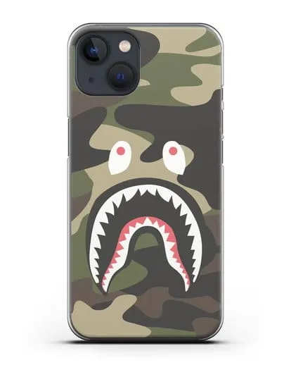 Чехол с рисунком Kaws акула зеленая силиконовый для iPhone 13