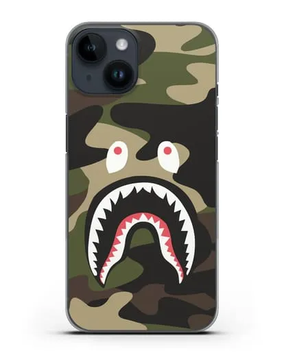 Чехол с рисунком Kaws акула зеленая силиконовый для iPhone 14