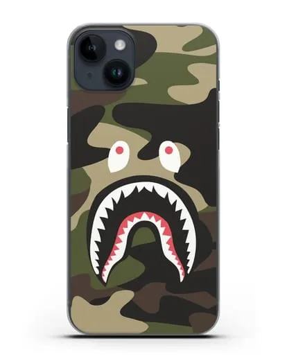 Чехол с рисунком Kaws акула зеленая силиконовый для iPhone 14 Plus