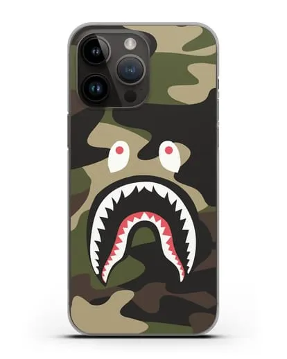 Чехол с рисунком Kaws акула зеленая силиконовый для iPhone 14 Pro Max