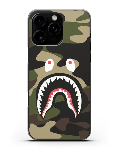 Чехол с рисунком Kaws акула зеленая силиконовый для iPhone 16 Pro Max