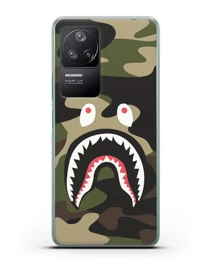 Чехол с рисунком Kaws акула зеленая силиконовый для Xiaomi Poco F4