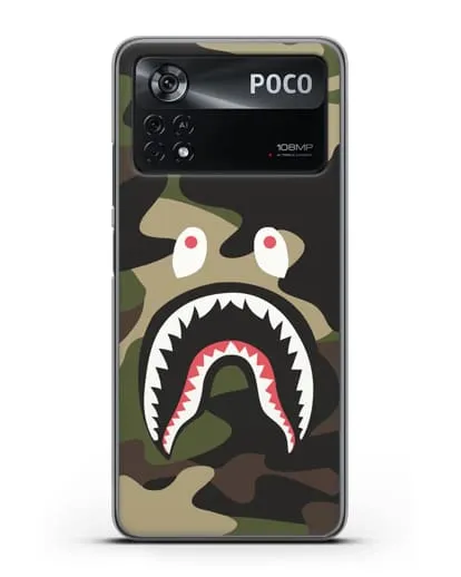 Чехол с рисунком Kaws акула зеленая силиконовый для Xiaomi Poco X4 Pro