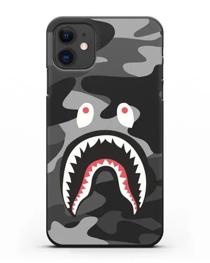 Чехол с рисунком Kaws акула серая силиконовый для iPhone 11