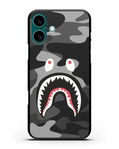 Чехол с рисунком Kaws акула серая силиконовый для iPhone 16 Plus