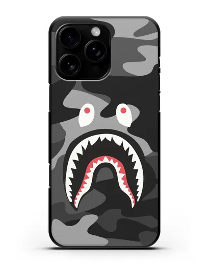 Чехол с рисунком Kaws акула серая силиконовый для iPhone 16 Pro Max