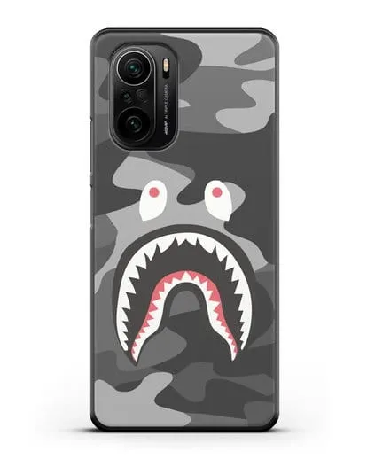 Чехол с рисунком Kaws акула серая силиконовый для Xiaomi Poco F3 Pro