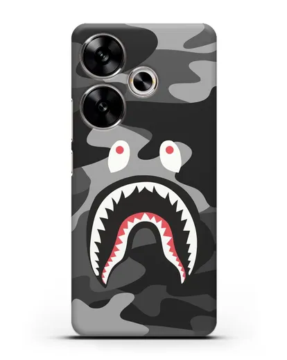 Чехол с рисунком Kaws акула серая силиконовый для Xiaomi Poco F6