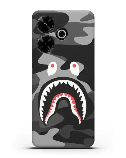 Чехол с рисунком Kaws акула серая силиконовый для Xiaomi Poco M6
