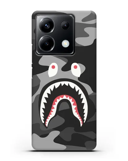 Чехол с рисунком Kaws акула серая силиконовый для Xiaomi Poco X6