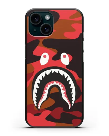 Чехол с рисунком Kaws акула красная силиконовый для iPhone 15