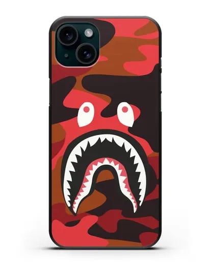 Чехол с рисунком Kaws акула красная силиконовый для iPhone 15 Plus