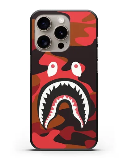 Чехол с рисунком Kaws акула красная силиконовый для iPhone 15 Pro