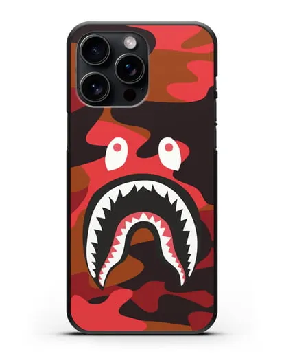 Чехол с рисунком Kaws акула красная силиконовый для iPhone 15 Pro Max