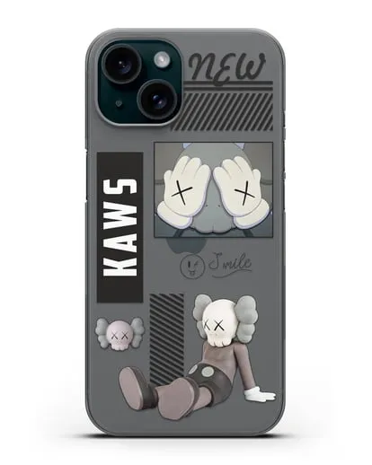 Чехол с дизайном Kaws силиконовый для iPhone 15
