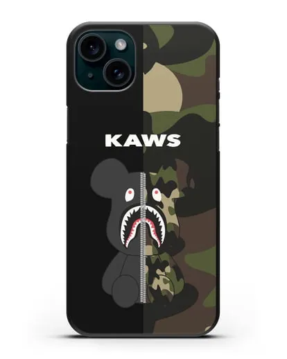 Чехол с изображением Kaws Акула-медведь силиконовый для iPhone 15 Plus