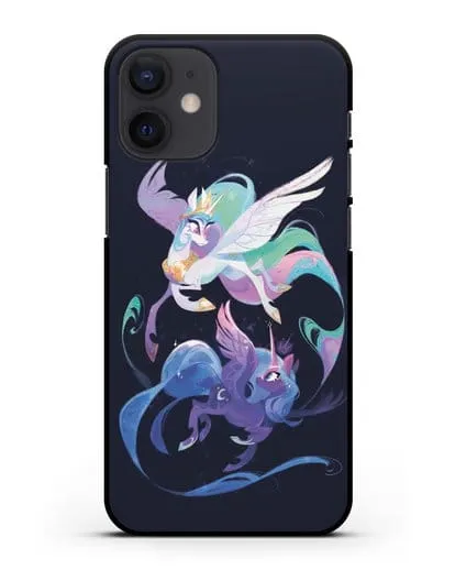 Чехол Май Литл Пони Селестия и Луна силиконовый для iPhone 12 mini