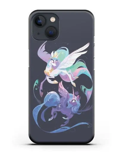 Чехол Май Литл Пони Селестия и Луна силиконовый для iPhone 13 Mini