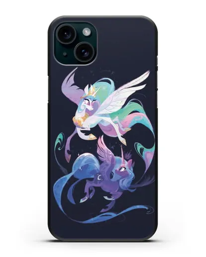 Чехол Май Литл Пони Селестия и Луна силиконовый для iPhone 15 Plus