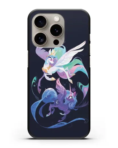 Чехол Май Литл Пони Селестия и Луна силиконовый для iPhone 15 Pro