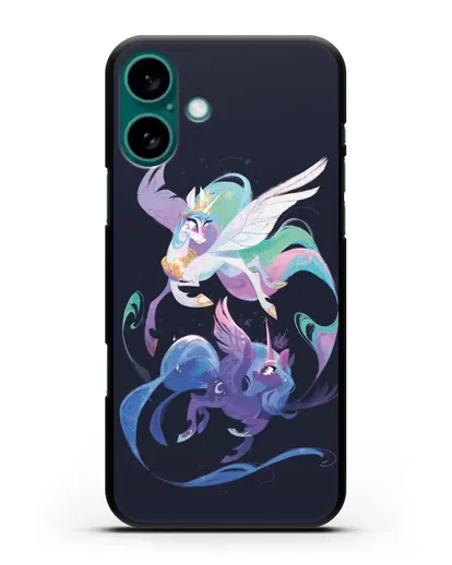 Чехол Май Литл Пони Селестия и Луна силиконовый для iPhone 16 Plus