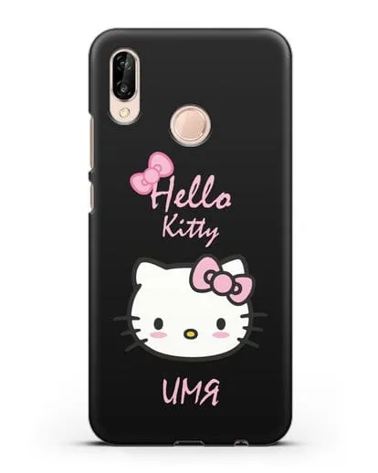 Именной чехол Hello Kitty силиконовый для Huawei P20 Lite