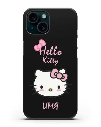Именной чехол Hello Kitty силиконовый для iPhone 15
