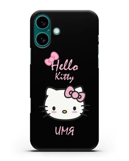 Именной чехол Hello Kitty силиконовый для iPhone 16 Plus
