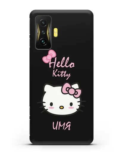 Именной чехол Hello Kitty силиконовый для Xiaomi Poco F4 GT