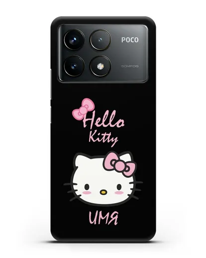 Именной чехол Hello Kitty силиконовый для Xiaomi Poco F6 Pro