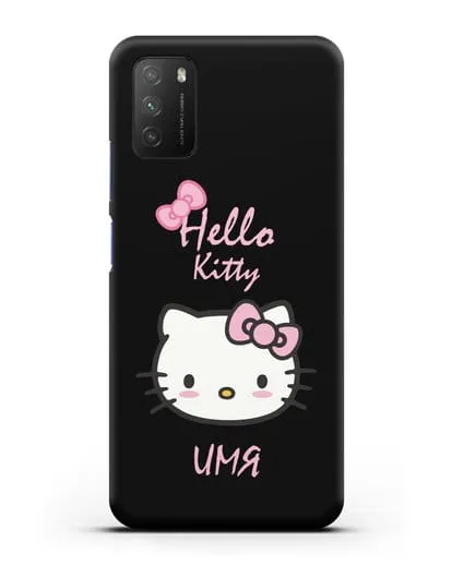 Именной чехол Hello Kitty силиконовый для Xiaomi Poco M3