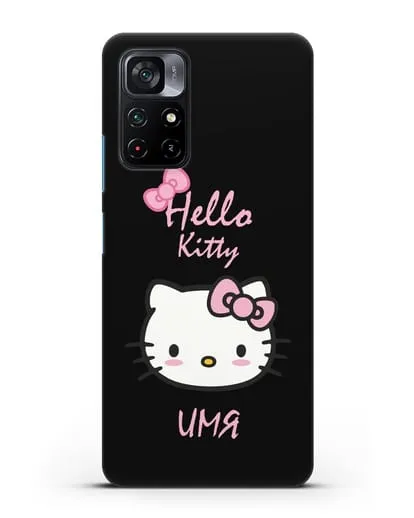 Именной чехол Hello Kitty силиконовый для Xiaomi Poco M4 Pro 5G