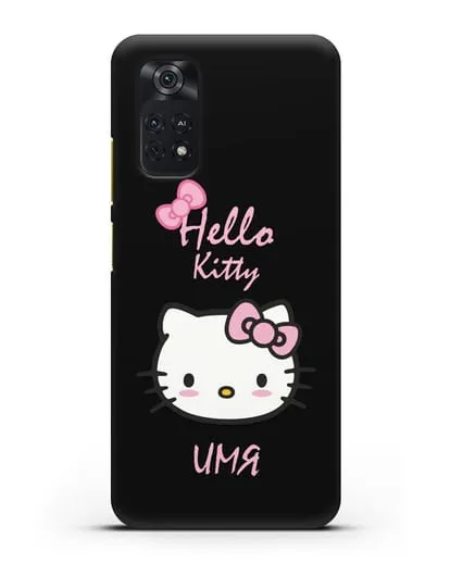 Именной чехол Hello Kitty силиконовый для Xiaomi Poco M4 Pro 4G