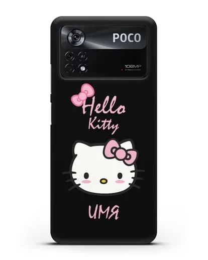 Именной чехол Hello Kitty силиконовый для Xiaomi Poco X4 Pro