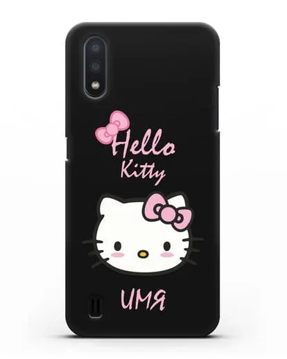 Именной чехол Hello Kitty силиконовый для Samsung Galaxy A01 [SM-A015F]