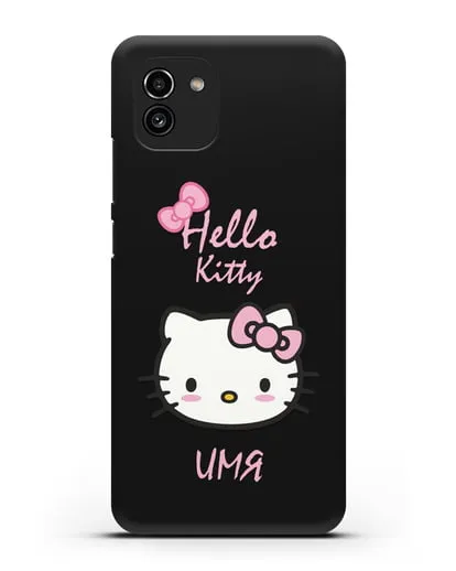 Именной чехол Hello Kitty силиконовый для Samsung Galaxy A03 [SM-A035]