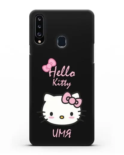 Именной чехол Hello Kitty силиконовый для Samsung Galaxy A20s [SM-A207FN]