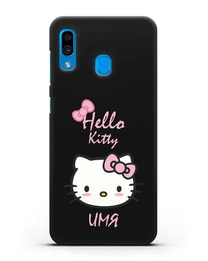 Именной чехол Hello Kitty силиконовый для Samsung Galaxy A30 [SM-A305FN]