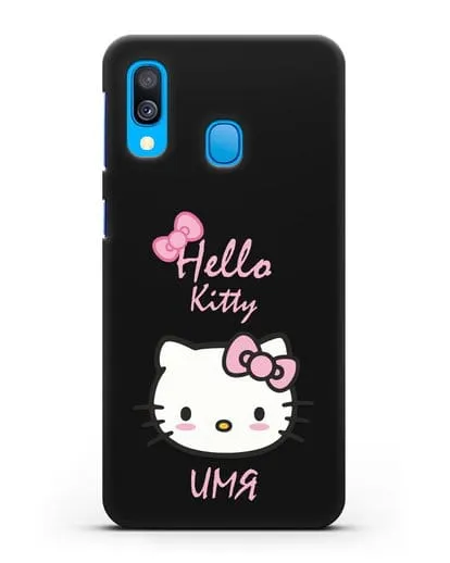 Именной чехол Hello Kitty силиконовый для Samsung Galaxy A40 [SM-A405F]