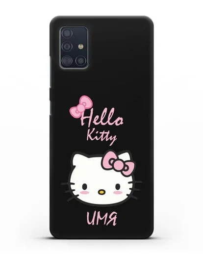 Именной чехол Hello Kitty силиконовый для Samsung Galaxy A51 [SM-A515F]