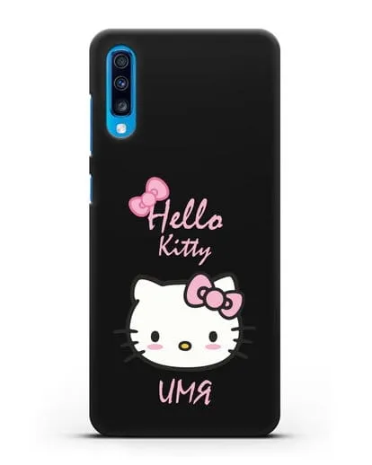 Именной чехол Hello Kitty силиконовый для Samsung Galaxy A70 [SM-A705F]