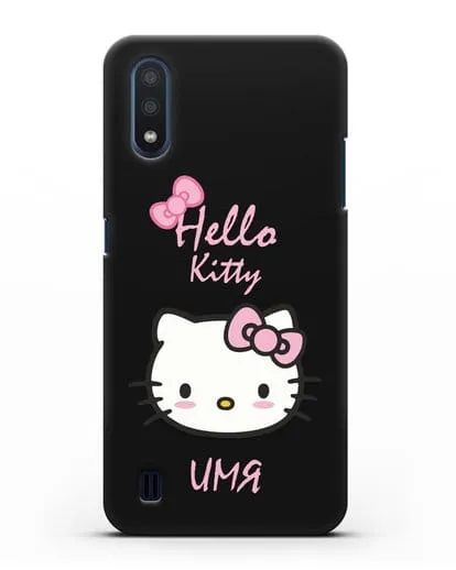 Именной чехол Hello Kitty силиконовый для Samsung Galaxy M01 [SM-M015F]